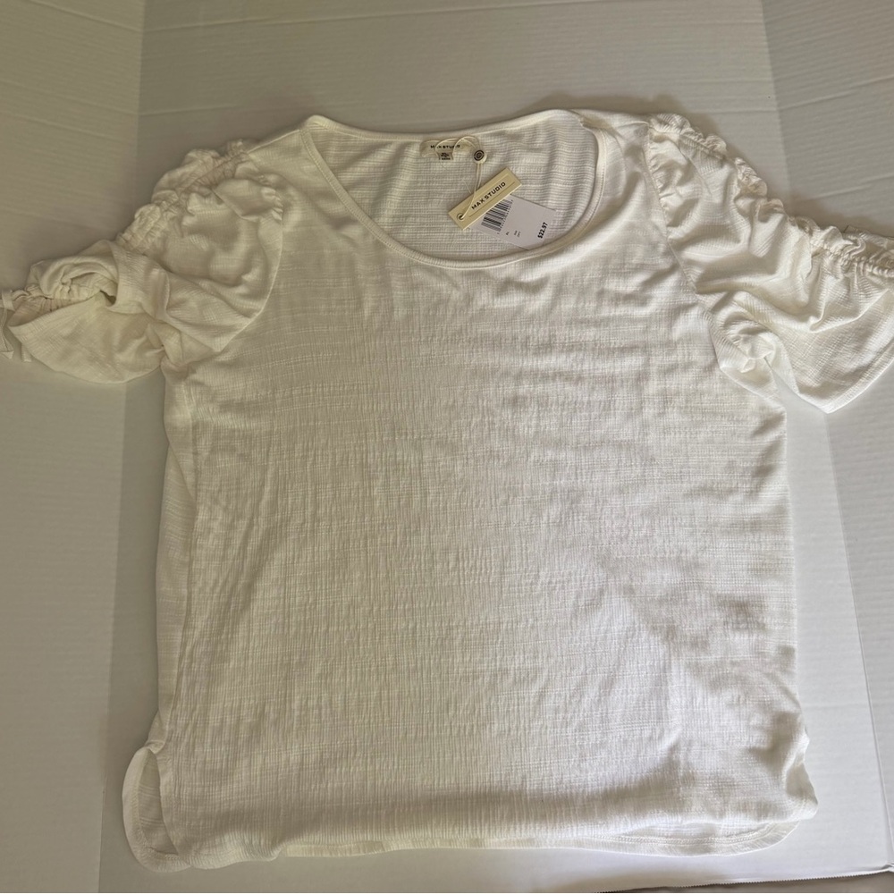 Max Studio Cream Short Sleeve Top